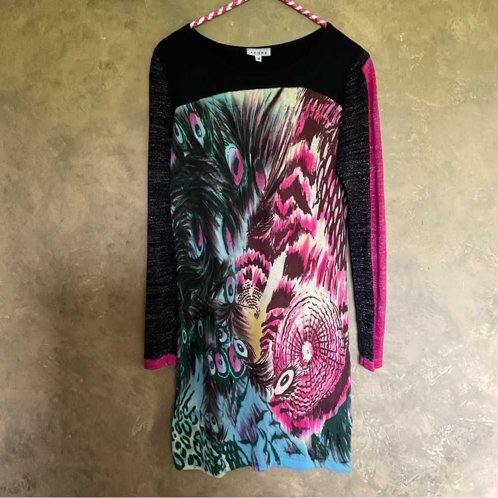 Adore Colourful Mixed Animal Print Tunic Sweater Dress
